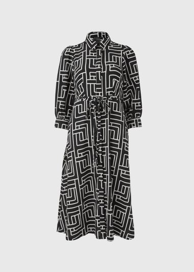 Et Vous Black Printed Midi Shirt Dress