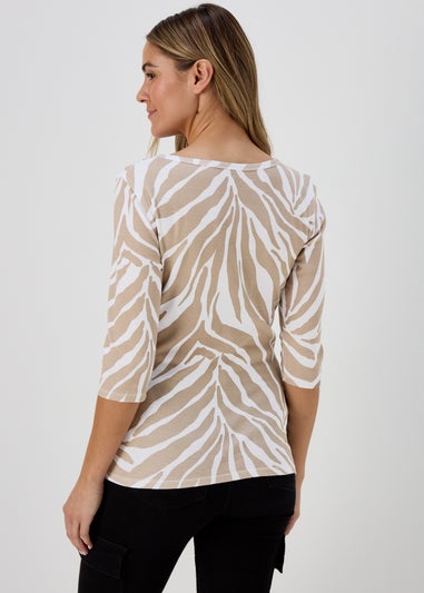 Beige Zebra 3/4 Sleeve T-Shirt