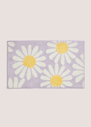 Purple Daisy Print Bath Mat (45cm x 75cm)