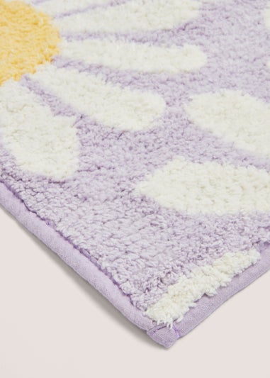 Purple Daisy Print Bath Mat (45cm x 75cm)