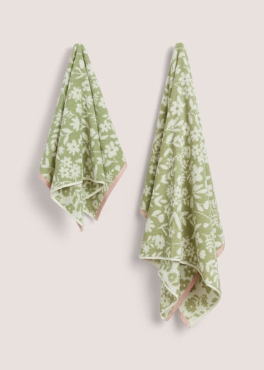 Green Retreat Jacquard Floral Towel