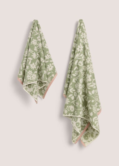 Green Retreat Jacquard Floral Towel