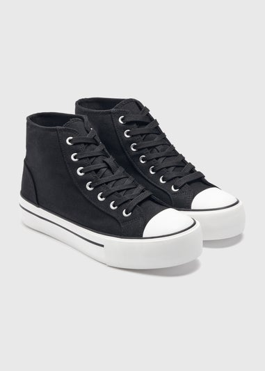 Black Platform Canvas Trainers