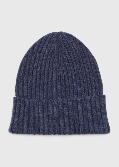 Blue Ribbed Thick Beanie