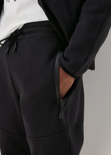 US Athletic Black Clean Panel Joggers