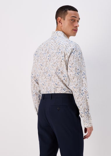 White Watercolour Floral Print Long Sleeve Shirt