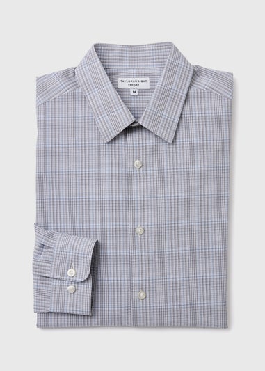 Taylor & Wright Grey & Blue Regular Fit Shirt
