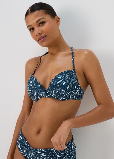 Navy Paisley Underwired Bikini Top