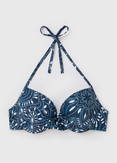 Navy Paisley Underwired Bikini Top