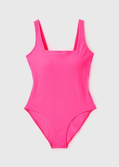 Pink Ribbed Tie Side One Piece - Lua Lua