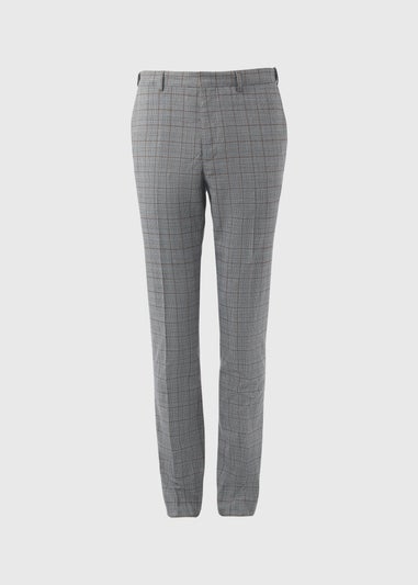 Taylor & Wright Grey Caramel Check Slim Fit Formal Trousers