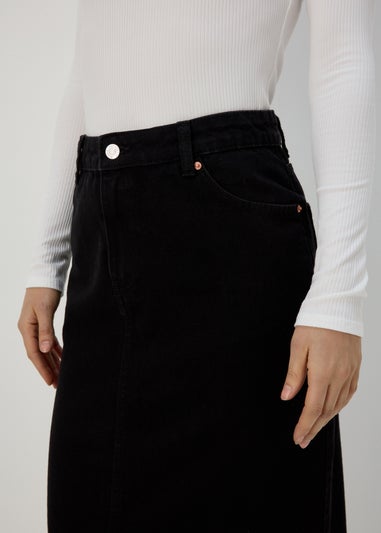 Papaya Petite Black Denim Midi Skirt