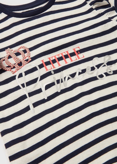 Girls White Stripe Princess T-Shirt (1-7yrs)
