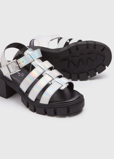 Girls Silver Heeled Fisherman Sandals (Younger 12-Older 5)