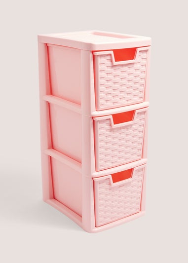 Pink Small Rattan Drawers (47cm x 18.5cm x 24.5cm)