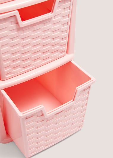 Pink Small Rattan Drawers (47cm x 18.5cm x 24.5cm)