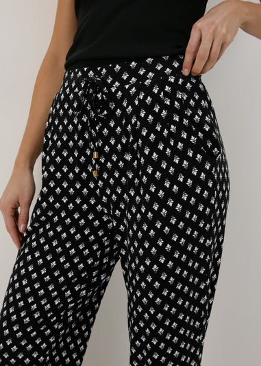 Black Geo Printed Harem Trousers