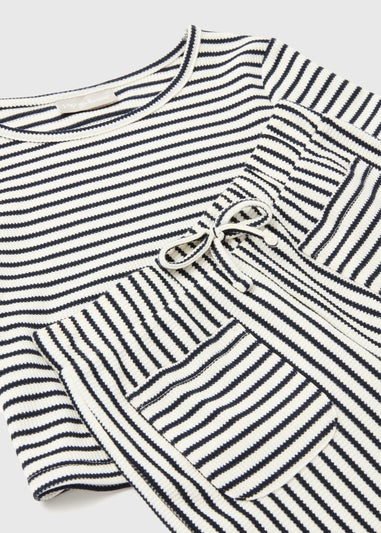 Girls Cream Stripe Pattern Wide Leg Set (7-13yrs)