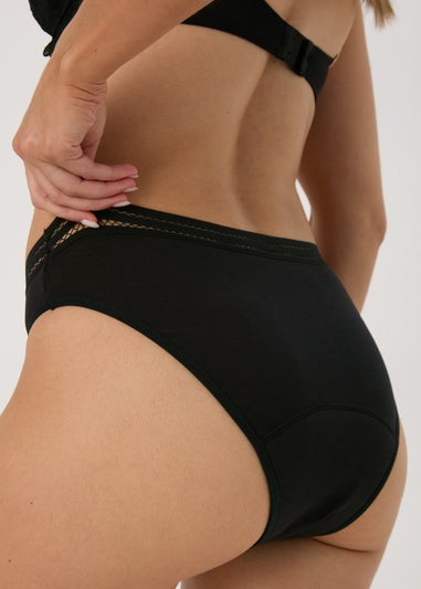 2 Pack Black High Leg Period Briefs