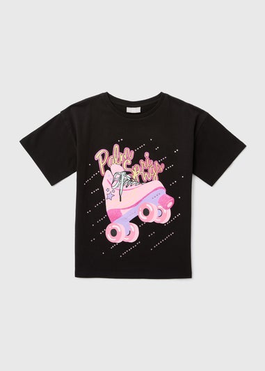 Girls Black Rollerskate Upspec T-Shirt (7-13yrs)