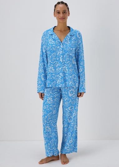Blue Viscose Pyjama Set