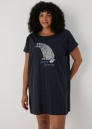 Blue Leopard Print Long T-Shirt