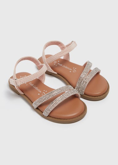 Girls Pink Diamante Sandals (Younger 4-9)