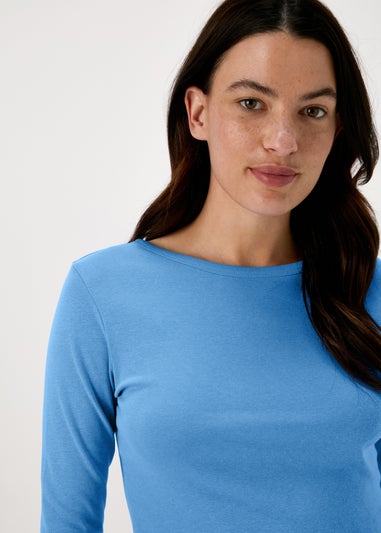 Blue 3 / 4 Sleeve Plain T-Shirt