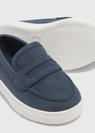 Boys Navy PU Loafers (Younger 4-9)