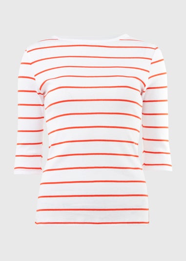 Papaya White/Red 3/4 Sleeve T-Shirt