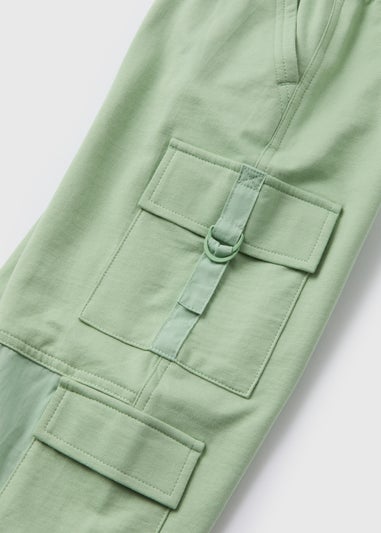 Girls Green Jersey Parachute Trousers (7-15yrs)
