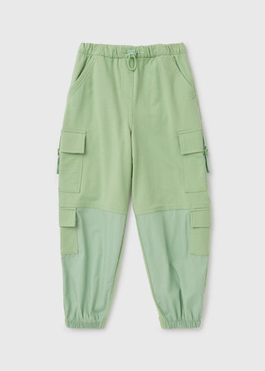 Girls Green Jersey Parachute Trousers (7-15yrs)
