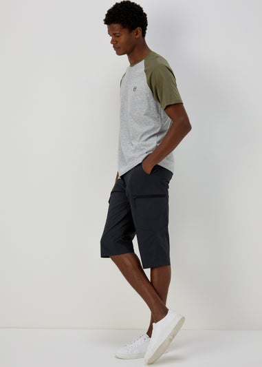 Navy 3/4 Belted Cargo Shorts