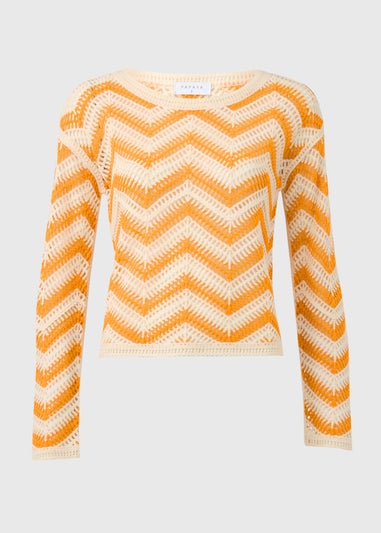 Orange Zigzag Crochet Jumper