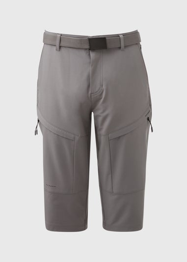 Grey Belted 3/4 Trekking Cargo Shorts