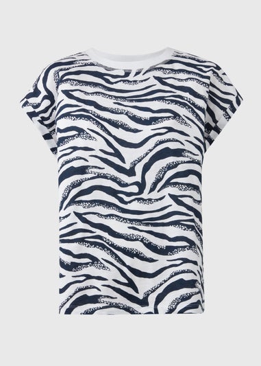 Navy & White Zebra Print Relaxed T-Shirt