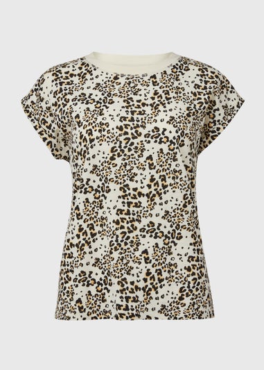 Beige Animal Print Relaxed T-Shirt