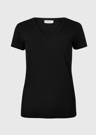 Black Plain V Neck T-Shirt