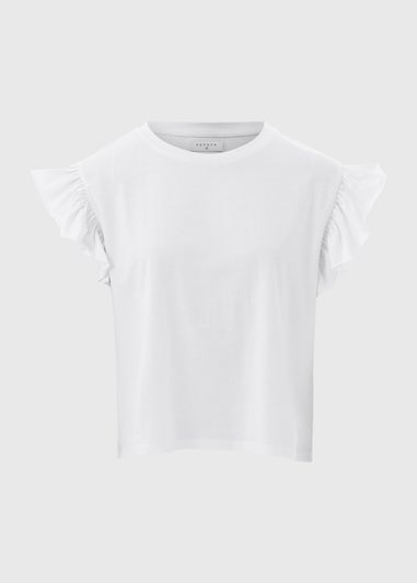 White Frill Sleeve T-Shirt