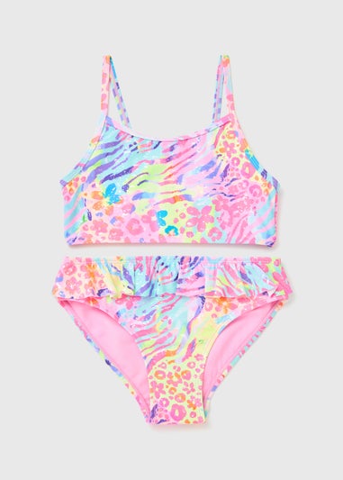 Girls Multicoloured Zebra Print Bikini Set (6-13yrs)