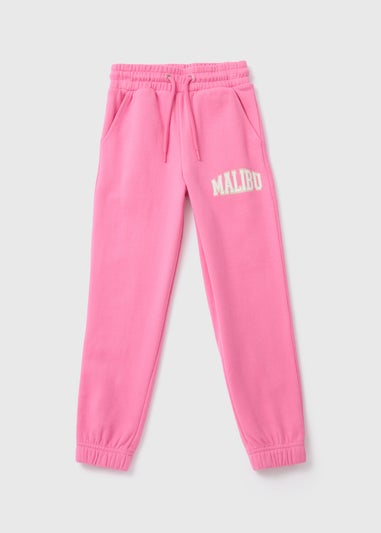 Girls Pink Malibu Slogan Joggers (7-15yrs)