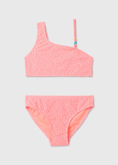Girls Pink Leopard Print Jacquard Bikini Set (6-15yrs)