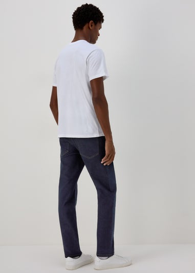 Blue Raw Straight Fit Jeans