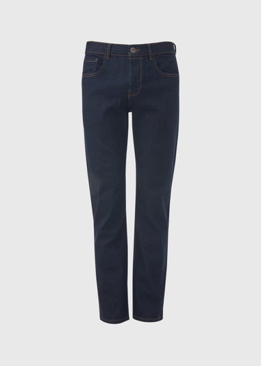 Blue Raw Straight Fit Jeans