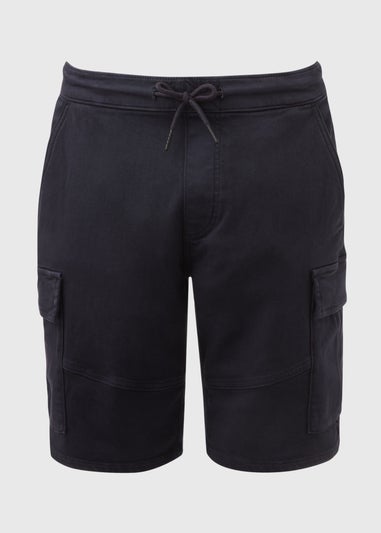 Navy Knitted Cargo Shorts