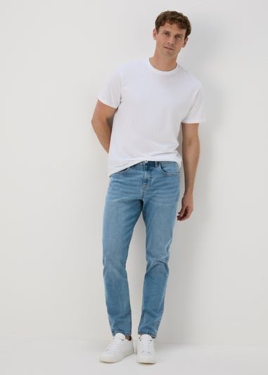 Mid Blue Tapered Jeans