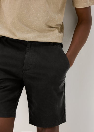 Black Straight Fit Chino Shorts