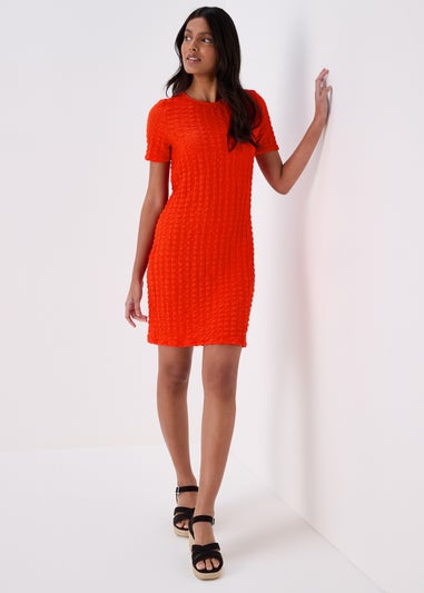 Red Hyper Texture Mini Dress