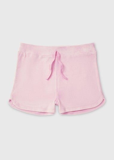Girls Pink Velour Shorts (7-15yrs)