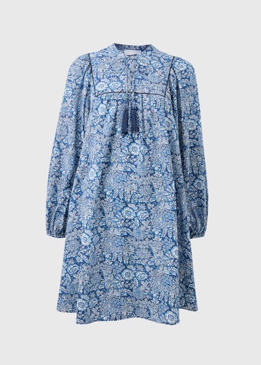 Blue Floral Airflow Boho Mini Dress